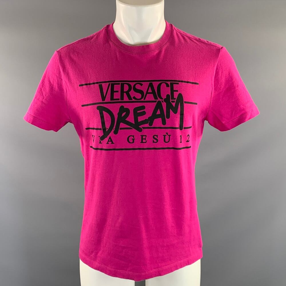 VERSACE Size M Pink Magenta Crew Neck T Shirt